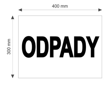 TABLICA ODPADY tabliczka 40x30cm 400x300mm pcv 3mm