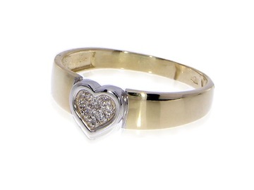 Pierścionek złoty 14K serc* brylant* r. 19 LgP476