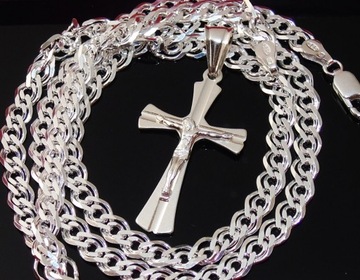 Srebrny Łańcuszek Męski Nonna 55cm Krzyżyk Srebro