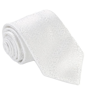MIKROFIBRA Krawat Ślubny Paisley IVORY BIAŁY g161