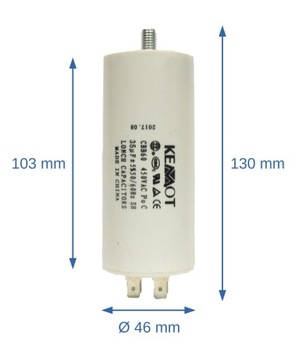 Конденсатор 35 мкФ 450 В для однофазных двигателей