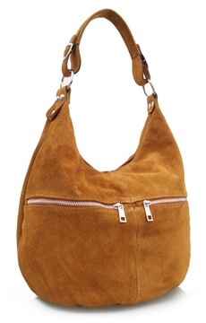 LEATHER BAG сумка замшевая на молнии V318 коньячный