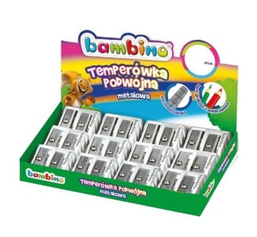 Точилка механическая, двойная bambino оттенки серого 1 серебро 1 шт., фото