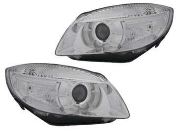 Рефлектор фара комплект линза новое depo skoda fabia 2 5j0 2007-2010, фото