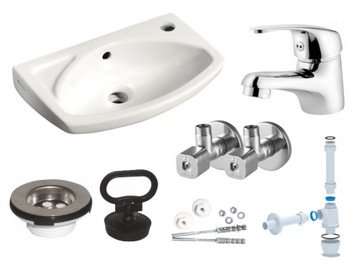 Washbasin 35 x 28cm white, complete - 6 spare parts, фото