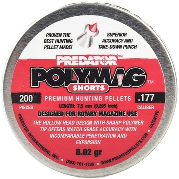 Shotgun shells diabolo predator polymag shorts 4, 5 mm.177, фото