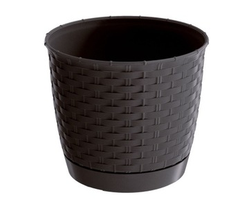Flowerpot prosperplast 14, 5 centimeters x 12, 7 x 12, 7 centimeters diameter 14, 5 centimeters plastic shades of brown 1 bezu, фото