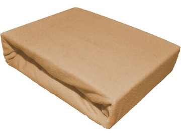 Sheet terry cloth without elastic bands (rubber bands) 200x220 classic thick frota beige, фото