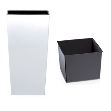 Flowerpot prosperplast 14 centimeters x 14 x 26, 5 centimeters diameter 14 centimeters plastic white, фото
