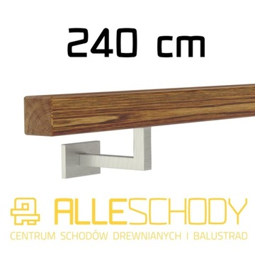 Handrail wall-mounted wooden 40x40 240cm oak color, фото
