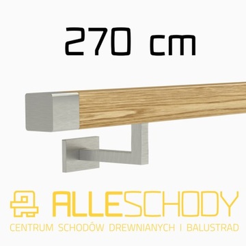 Handrail wall-mounted wooden 40x40 270cm oak color, фото