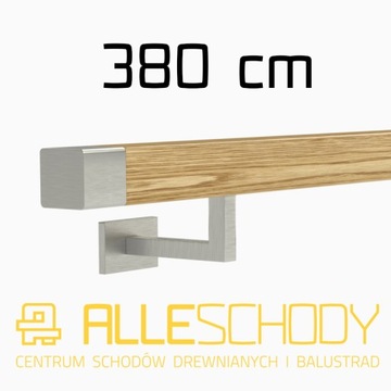Handrail wall-mounted wooden 40x40 380cm oak color, фото