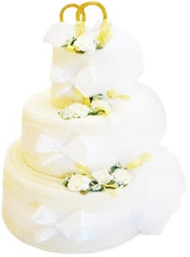 For a gift 25 50 anniversaries wedding cake з towels, фото