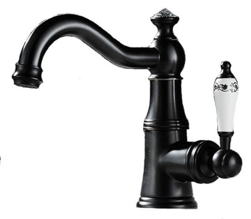 Washbasin faucet freestanding retro royal black matte, фото