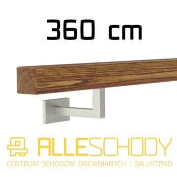 Handrail wall-mounted wooden 40x40 360cm oak color, фото