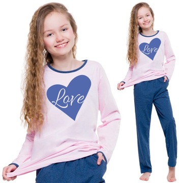 Cotton pajamas girlish heart pockets 134, фото