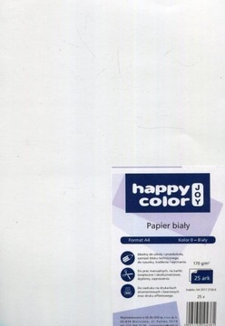 Brystol kolorowy Happy Color 170g A4 25 arkuszy biały