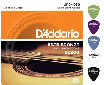 D'Addario EZ900 10-50 struny do gitary + 5 KOSTEK