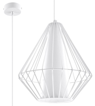 Sollux lighting Biały Abażur druciany Lampa Wisząca Sufitowa DEMI 26 salon