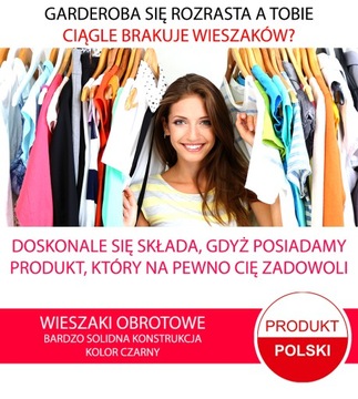 WIESZAKI UBRANIOWE OBROTOWE CZARNE WIESZAK 50