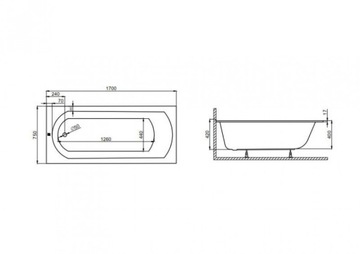 POLIMAT CLASSIC ПРЯМОУГОЛЬНЫЙ КАРКАС ВАННЫ + СИФОН 170x75 CM 00280