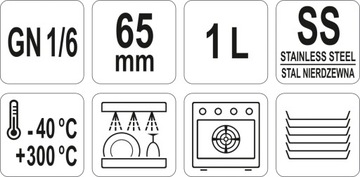 ГАСТРОНОМИЧЕСКИЙ КОНТЕЙНЕР YATO GN 1/6 65 ММ 1Л