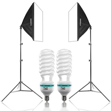 2x LAMPA FOTOGRAFICZNE SOFTBOX 60x40 cm STATYW