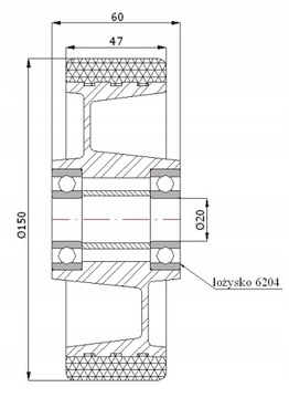 АЛЮМИНО-ПОЛИУРЕТАНОВОЕ КОЛЕСО 150x47мм 400кг A70P