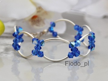 BRANSOLETKA Z SZAFIR NIEBIESKI KRYSZTAŁY SWAROVSKI