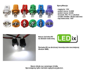 Лампа R5 T5 W2W с цоколем Opel VW LED 12V в Познани