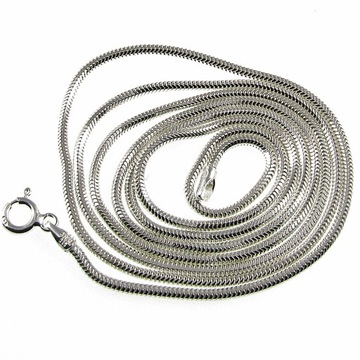 Długi srebrny łańcuszek żmijka okrągła snake 50 cm