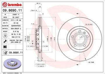 Диски и колодки Brembo ПЕРЕДНИЕ AUDI A4 B6 B7 312мм