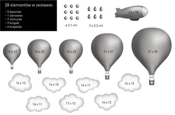 наклейка на стену BALLOONS с затененными каплями облаков