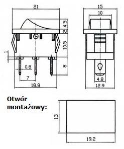 БЕЛЫЙ Кулисный переключатель 2-полюсный 2-контактный 6A AC(0329)