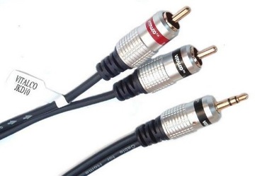 Kabel mały jack 3,5 stereo - 2x RCA cinch 1m VITALCO (0639)