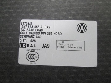 PODLAHA KUFRU VW GOLF 6 5K7 CABRIO