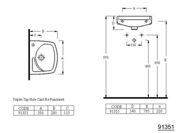 фото ориг. №3, Washbasin 35 x 28cm white, complete - 6 spare parts