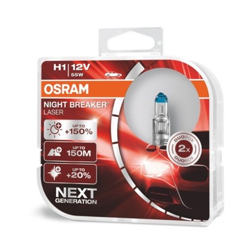 ŻARÓWKI H1 OSRAM +150% 12V 55W NIGHT BREAKER LASER DUO