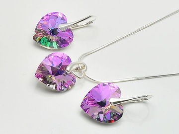 ШОК! Набор Swarovski Heart Mix Color Серебро 925