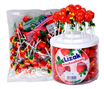 Lizaki Karmel Cojak Truskawka truskawkowe 100szt