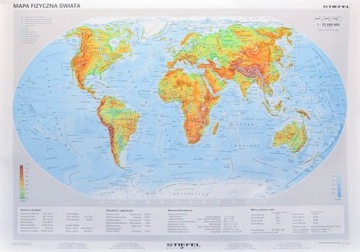 ŚWIAT MAPA ŚCIENNA POLITYCZNA/FIZYCZNA DWUSTRONNA
