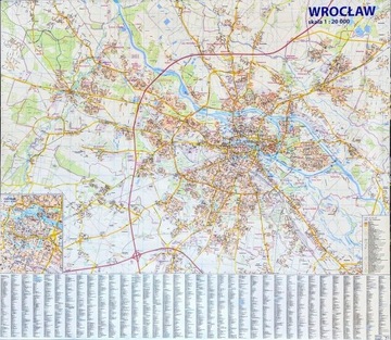 WROCŁAW MAPA ŚCIENNA / PLAN MIASTA 1:20 000