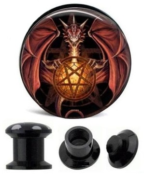 PLUGI AKRYLOWY TUNEL PLUG DRACO PENTAGRAM 10 mm