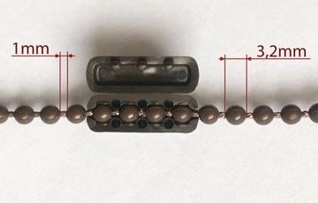 Соединитель цепи для шаровых штор, 3,2 мм, темно-коричневый