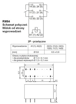 RELPOL RM84 СИЛОВОЕ РЕЛЕ 48В постоянного тока 8А 2П JQX-115F