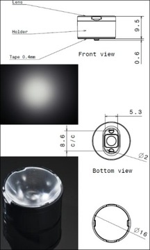 Soczewka do diód LED 16x10mm czarna matowa Kolimator 16' LEDIL ___ [2szt.]