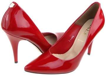 SALA buty czółenka 1504-88 czerwone lakier 35