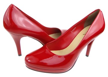 SALA buty czółenka 9438-260 czerwony lakier 35