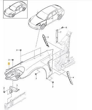 BLATNÍK PŘEDNÍ LEVÝ PORSCHE PANAMERA 970 OE