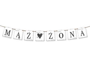 Baner girlanda mąż żona dekoracje akcesoria do zdjęć na ślub wesele 100cm